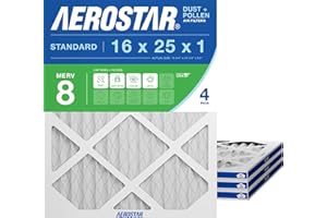 Aerostar 16x25x1 MERV 8 Air Filter, 4 Count, ACTUAL SIZE (15.75 x 24.75 x 0.75), HVAC, Air Conditioning & Furnace Filter Capt