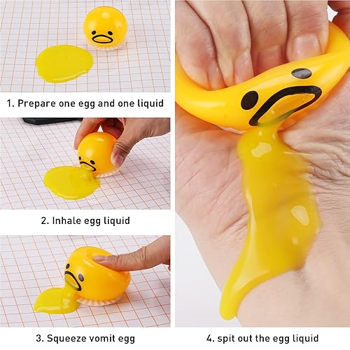Vomiting Egg Stress Ball, Round Vomiting Yolk Egg, The Puking Stress Egg Include Slime, Novelty Stress Relief Squeeze Toys, Vent Stress Tricky Game Relief Toys
