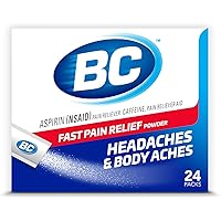 BC Powder Fast Pain Relief, Aspirin (NSAID) & Caffeine, Blue, 24 Count (Packaging May Vary)