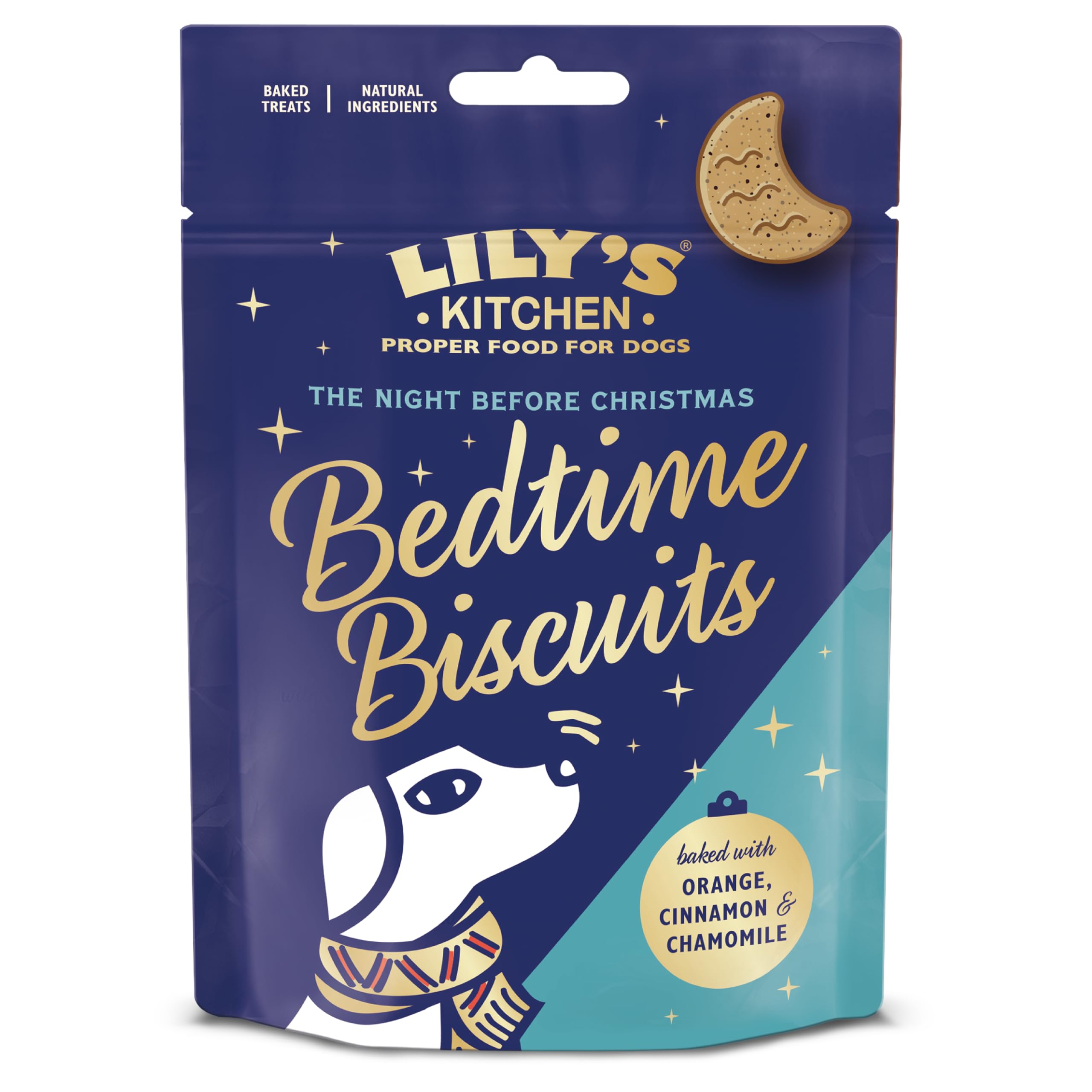 Lily’s Kitchen Christmas Bedtime Biscuits with Natural Ingredients - Adult Dog Treats Packet (8 Packs x 80g)