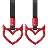 Fabbay 2 Pieces Heart Handle Keychains Car Accessory Heart Hand Strap Drift Charm for Car Interior Exterior Decoration(Red,Devil Style)