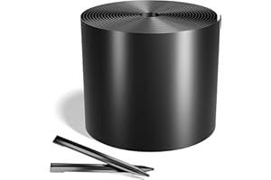 Worth Galvanized Steel Landscape Edging 6" x50' Metal Garden Edging Roll Flexible Bender Border with 16Pcs Stakes for Lawn, Flower Bed Edges, Black