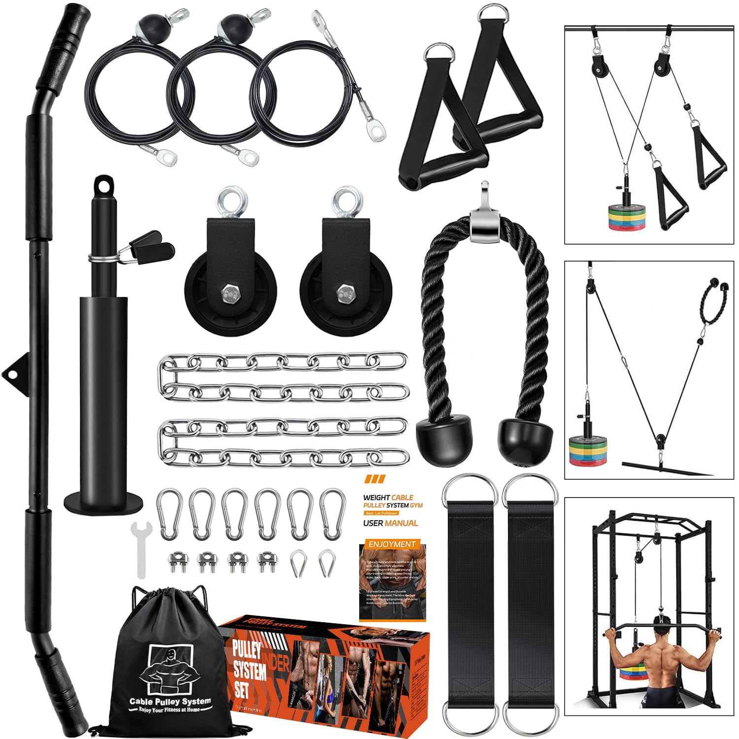 Favuit Cable Pulley System Home Gym, Upgraded Weight Cable Pulley System Gym DIY LAT Pull Down Home Gym Fitness Cable Machine Attachment for Gym LAT Pull Down Biceps Curl Tricep Arm Workouts