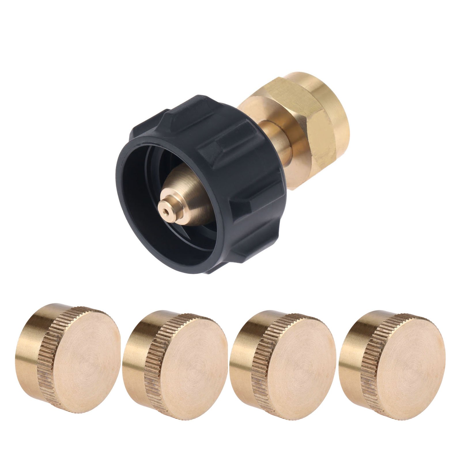 Mtsooning QCC1 Regulator Valve Propane Tank Refill Adapter for QCC1 Tank and 1LB Gas Bottle Cylinder with 4 Protect Caps