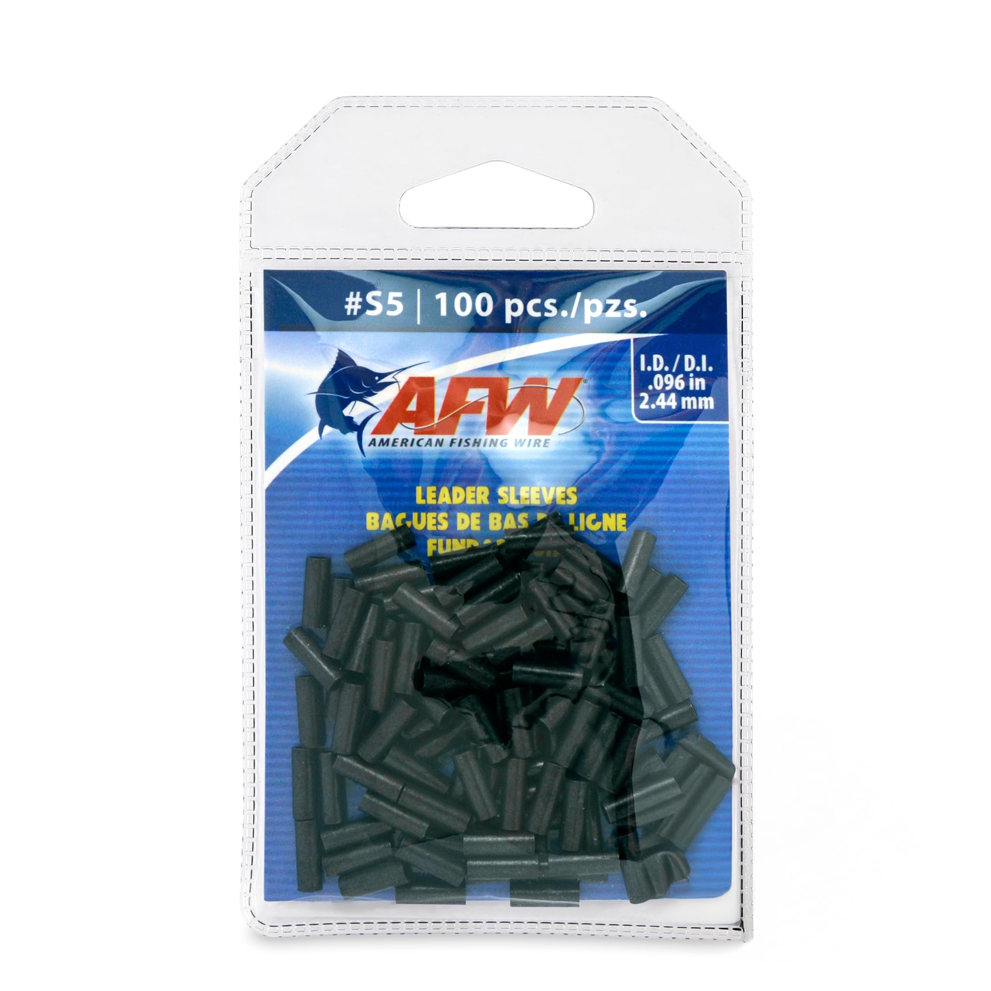 American Fishing Wire Single Barrel Crimp Sleeves, Size #S5/.096", Black, 100 pc