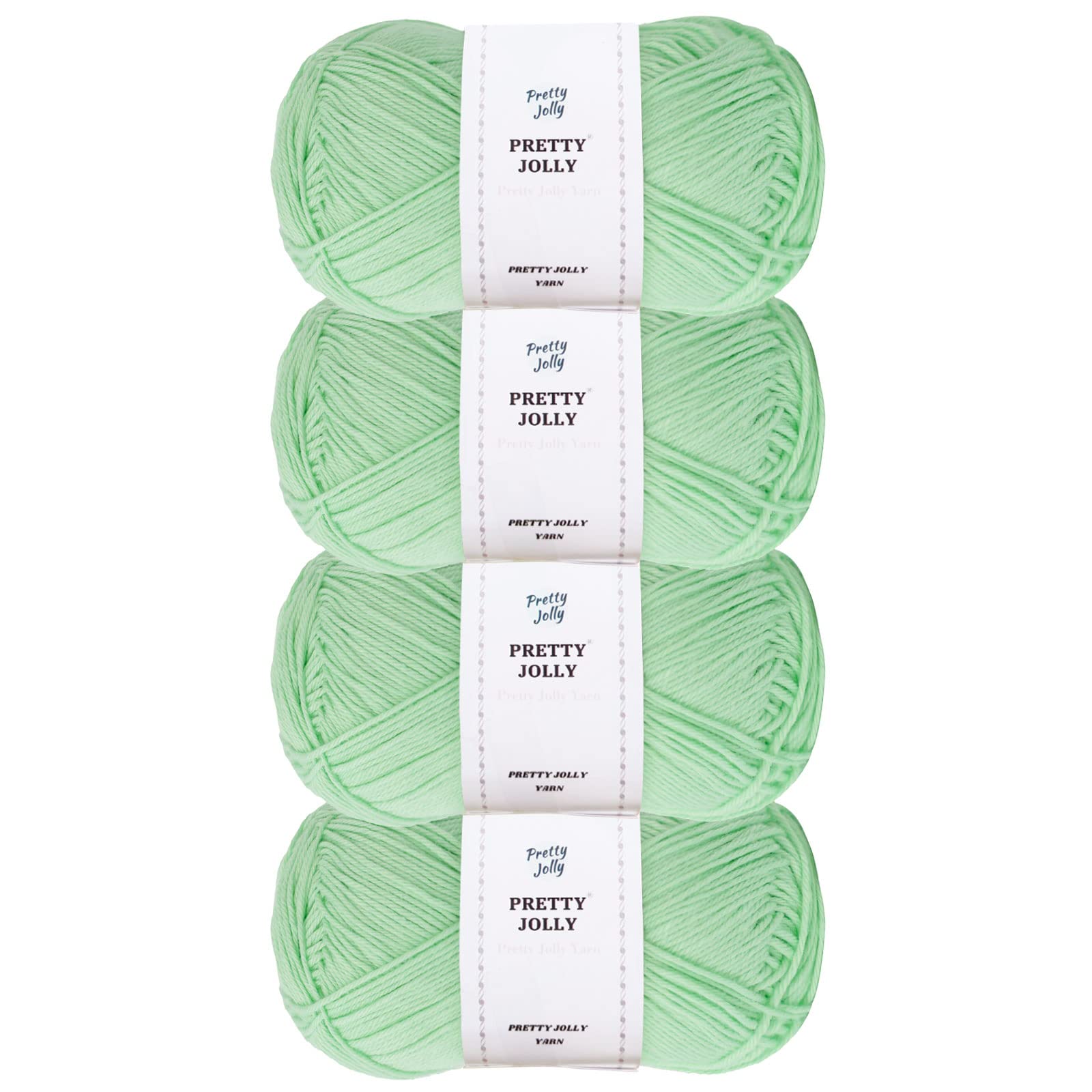 Pretty Jolly 4 Skeins Soft Baby Yarn, 100% Cotton, Crochet & Knitting, 4 Ply, Fingering Weight, Blanket Yarn for DIY Craft Total Length 4×160m/4×50g (Light Green) — image 1