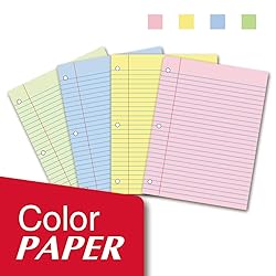 Kaisa Filler Paper Colored loose Leaf Paper, Wide