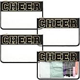 Abbylike 4 Pcs Cheer Makeup Bag Gift Set 11.8x8.2 Inches for Cheerleader Team Girls Clear Chenille Letter Cosmetic Bags Zipper Toiletry Makeup Pouch Bulk Women Travel Snack Bag(Black,Cheer)
