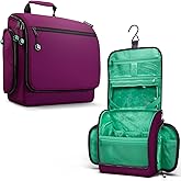 VENTURE 4TH Hanging Travel Toiletry Bag for Women & Men – Large Toiletry Organizer with 18 Compartments, Removable TSA Pouch, Travel Wash Bag for Toiletries, Makeup & Shaving Kit (Purple/Mint)