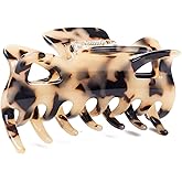 Prettyou Hair Claw Clip 3.3 Inches Medium Size Celluloid French Design Barrettes Tortoise Shell Fashion Accessories for Women (B)