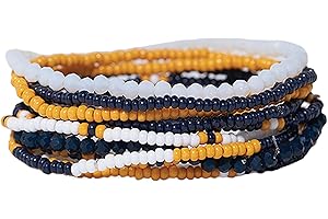 INK + ALLOY Game Day Bracelet Stacks, Beaded Bracelets for Football Gameday Outfits, Handmade Jewelry for College Students, Teachers, Football Moms, Set of 10