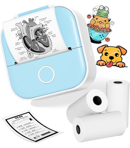 Ini Sticker Printer - T02 Portable Pocket Printer With 3 Rolls Paper...