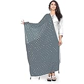 themilestocks Woman's Embroidered Chiffon Dupatta Scarf Shawl Wrap Soft Indian Bridal Wedding