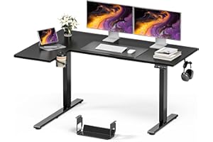 Muvai 59 Inch L Shaped Standing Desk Adjustable Height with Cable Management Tray,Gaming Electric Corner Standing Desk, Sit S
