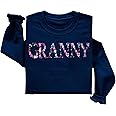 Regamor Embroidery Granny Sweatshirts For Women Gift Sweatshirt From Grandkids Granny Flower Grandma Gift Mothers Christmas