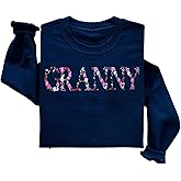 Regamor Embroidery Granny Sweatshirts For Women Gift Sweatshirt From Grandkids Granny Flower Grandma Gift Mothers Christmas