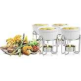 Artestia Butter Warmers Set, 4-Piece Ceramic Butter Warmer with Tea Light Candles, Crab Boil Party Supplies - Dishwasher, Microwave, Oven Safe (White)