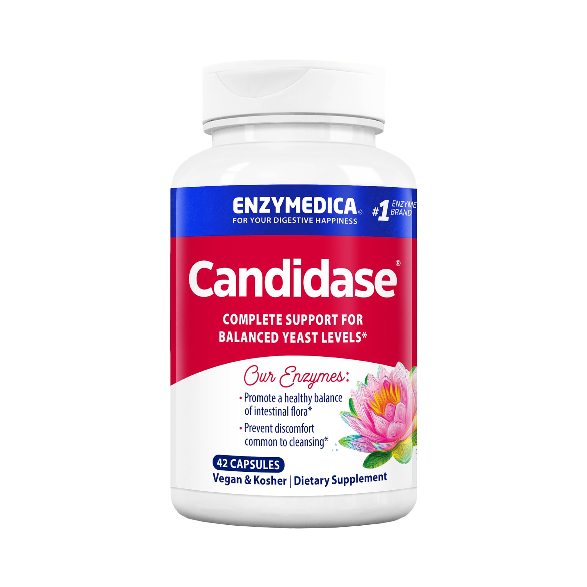Enzymedica, Candidase, Yeast Balance, Dietary Supplement, Enzyme Support, 42 Capsules, Vegan, Gluten-Free, Soy-Free, Non-GMO