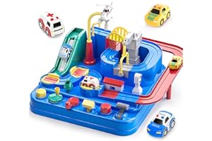EPPO Race Track for Toddlers 3-5, Kids Race Track Toys for Boy Car Adventure Toy for 3 4 5 6 7 8 Years Old Boys Girls, 3 Mini Car Car Rescue Adventure Toys, Preschool Educational Car Games Gift Toys