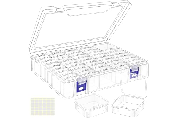 DILIBRA Bead Organizer Box, 46Pcs Small Bead Organizers and Storage Plastic Cases, Mini Clear Storage Containers Boxes with H