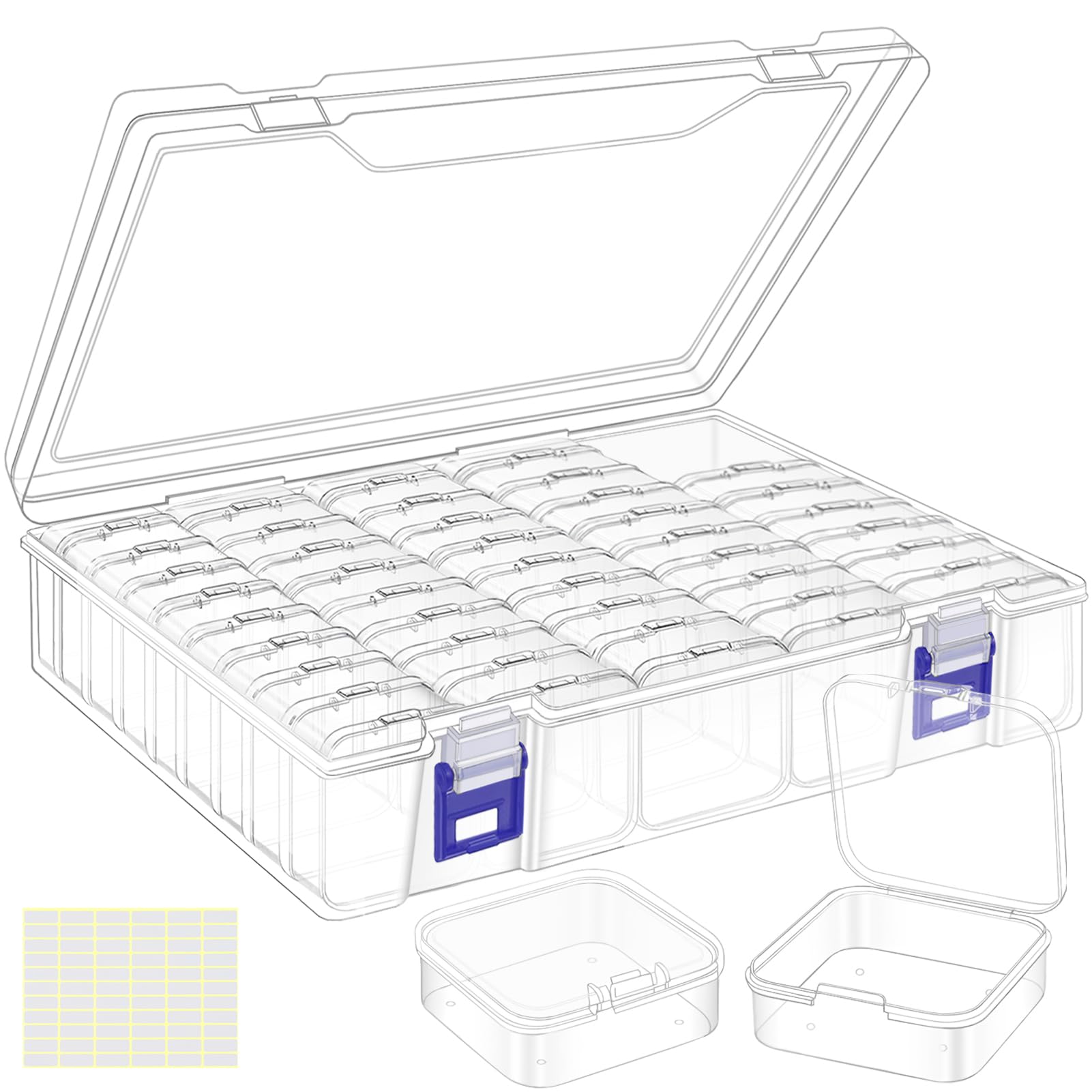View 1 of DILIBRA Bead Organizer Box, 46Pcs Small Bead Organizers and Storage Plastic Cases, Mini Clear Storage Containers Boxes with Hinged Lid for Diamond Painting Accessories Seed Jewelry Crafts