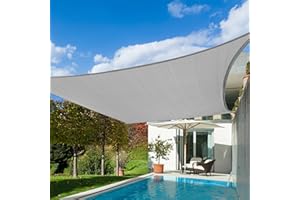 KANAGAWA Sun Shade Sail Curved 16'X20' Gray Rectangle Outdoor Shade Cover UV Blovk Canopy for Patio Garden Backyard Heavy Duty Permeable 185GSM (We Make Custom Size)