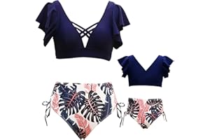 NIKDUCK Mommy and Me Swimsuit Matching Swimsuit for Family Kids Swimsuits Girls Bathing Suit Ruffles Hawaiian Bikini