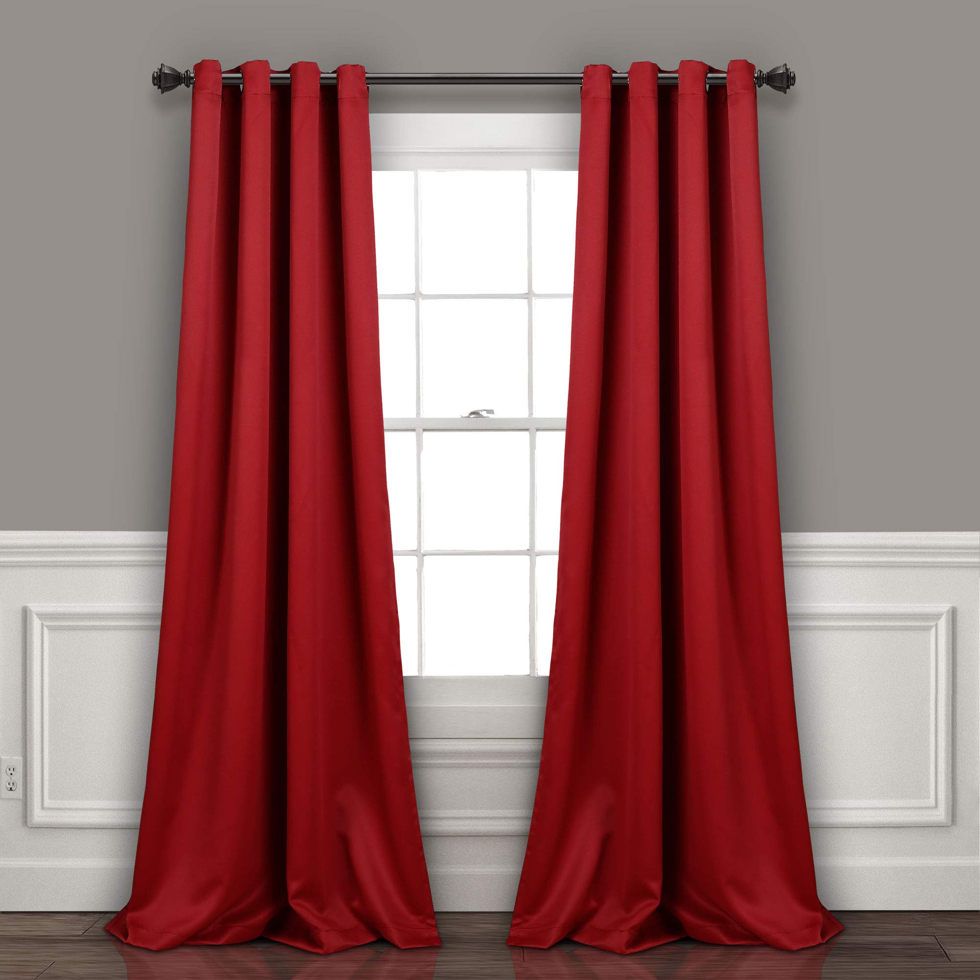 Lush Decor Insulated Grommet Blackout Curtains Panel Pair, 52" W x 95" L, Red — image 1