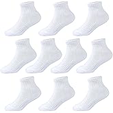 Kids Ankle Socks Boys Cushioned Athletic Short Socks Girls Cotton Quarter Sock Children Youth Sports 10 Pairs