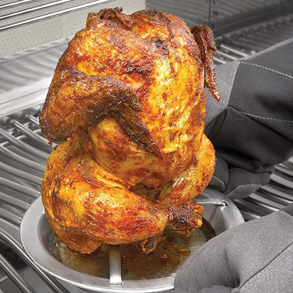 Roaster Rack Stainless Steel Chicken Holder Pan Upright Beer Silver