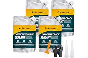 AUTOSEL Concrete Crack Filler, High Elasticity Cement Crack Repair Sealant, Self-Leveling Waterproof Caulking Glue for Driveways, Walkways, Patios, Outdoor Concrete Joint Repair-4 PCS
