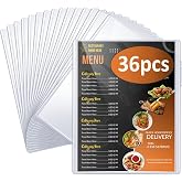 tutata Menu Covers 8.5 x 11, 36 Pack, 2 View Restaurant Menu Covers, Vinyl | Top-Loading, Water-Resistant, Menu Holder, Ideal for Restaurants, Bars, Grills, Bistros, Fast Food Establishments