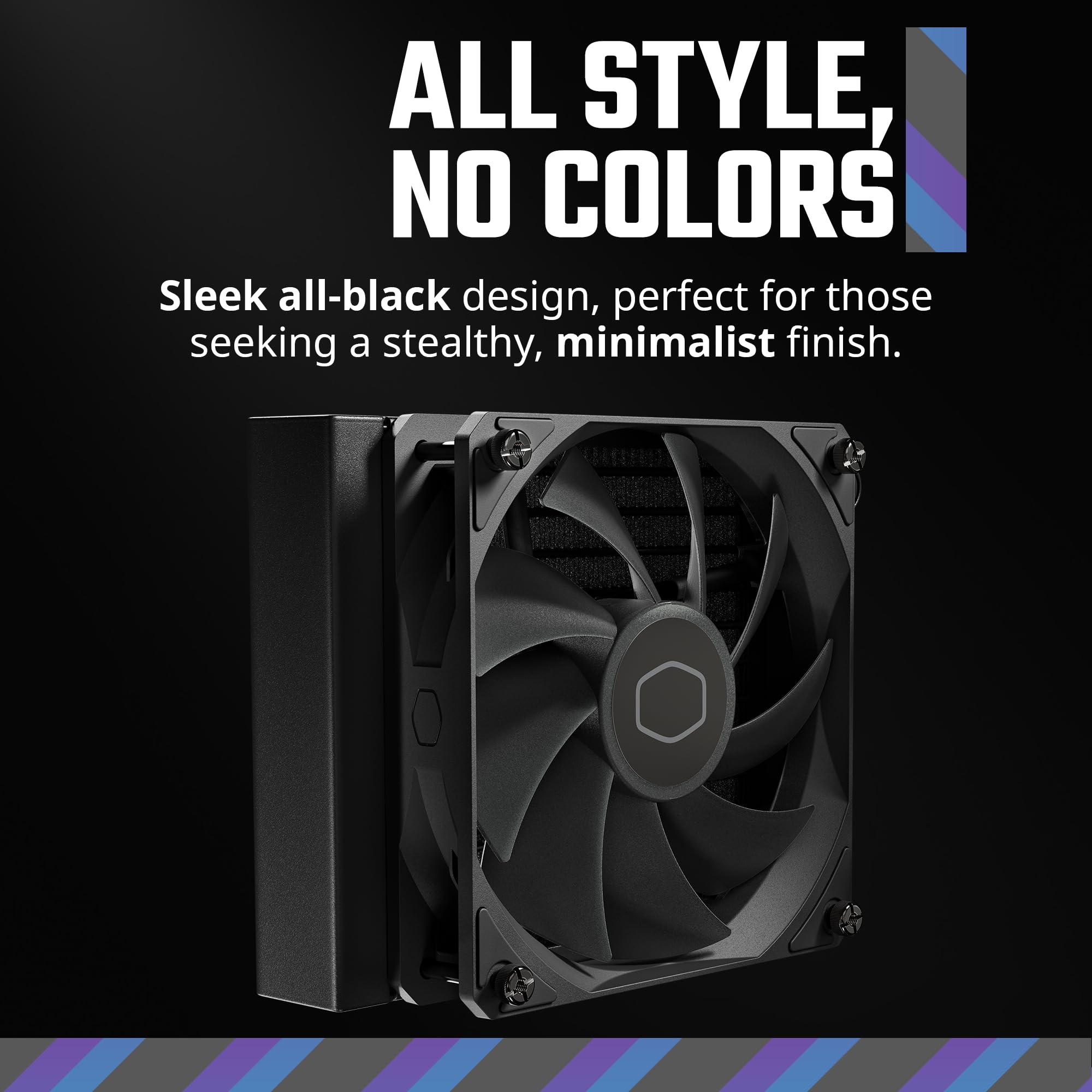 Cooler Master 120L Core Close-Loop AIO Liquid Cooler, R7|i5, Gen S Dual Chamber Pump, White Pump Lighting, 120 Radiator, PWM Fan, AMD Ryzen AM5|4, Intel LGA 1851|1700 Platform