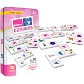 Junior Learning JL485 Fraction Dominoes, Multi 7.8 H x 4.7 L x 1.5 W | Durable thick plastic tiles in a collectors tin for easy storage. Educational fraction matching toy for kids ages 6+