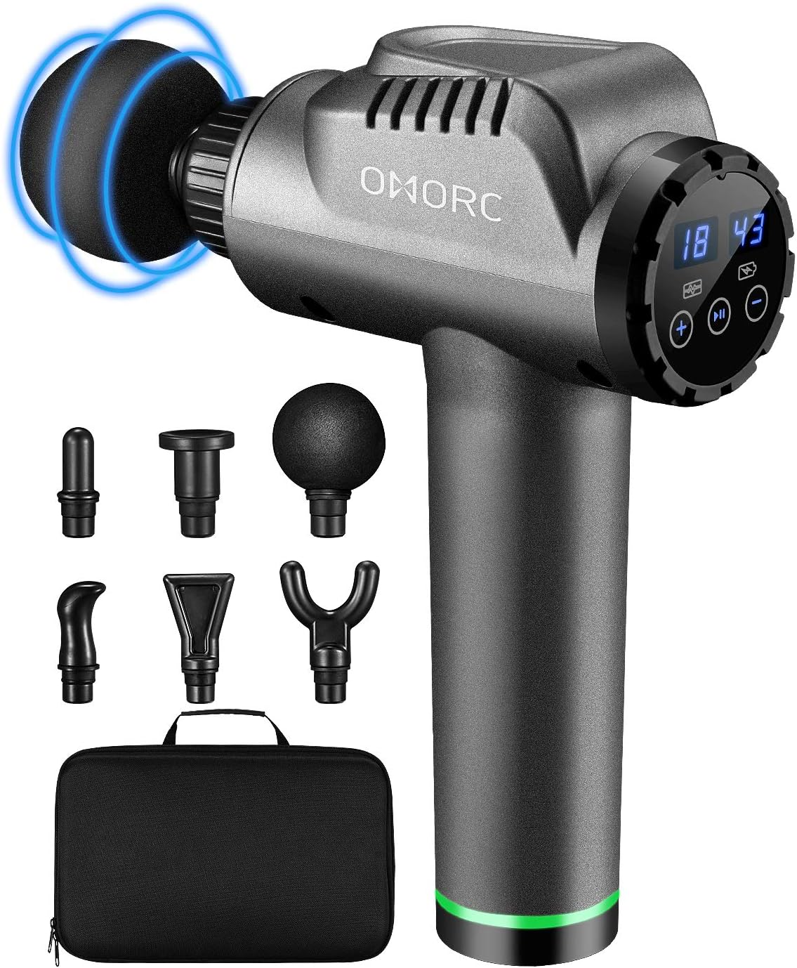 Massage Gun, Deep Tissue Percussion Muscle Massager, Handheld Electric Massager for Muscle Soreness Relief with 30 Adjustable Speeds, 6 Massage Heads, Storage Box, for Home, Gym and Office: Health & Personal Care