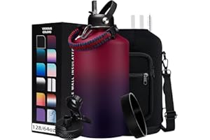 DIGJUPER 1 Gallon Insulated Water Jug - with Paracord Handle, Straw & Chug Lid, Water Bottles Holder with Strap, 128oz Stainless Steel Large Water Bottle, Keep Hot 12H & Cold 48 for Travel Hiking Camping Work