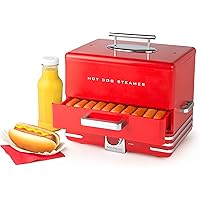 Nostalgia Extra Large Diner-Style Steamer 20 Hot Dogs and 6 Bun Capacity, Perfect for Breakfast Sausages, Brats, Vegetables, 