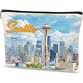 SEAOYOZO Seattle Makeup Bag Gifts - Seattle Souvenirs Essentials Cosmetic Bag, Travel Toiletry Organizer Zipper Pouch for Women Girls Friend Tourist, Vacation Birthday Gift