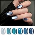 GAOY Blue Cat Eye Gel Nail Polish Set with Magnet for Glitter Holographic Cat Eye, Salon UV Gel Manicure and Nail Art DIY at Home, Tropical Sea
