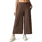 Colorfulkoala Women's Lightweight Wide Leg Cropped Pants High Waisted Loose Casual Lounge Pants Trousers with Pockets