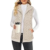 ReachMe Womens Fleece Sherpa Vest Winter Sleeveless Fuzzy Fluffy Checkered Plaid Vest Zip Up Jacket with Pockets