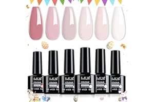 LKE Nude Pink Gel Nail Polish Set 6 Colors Halloween Christmas Gel Polish Set Nail Gel Kits Soak Off U V/LED Nail Lamp Nail Art Design Manicure Pedicure for Home DIY & Salon
