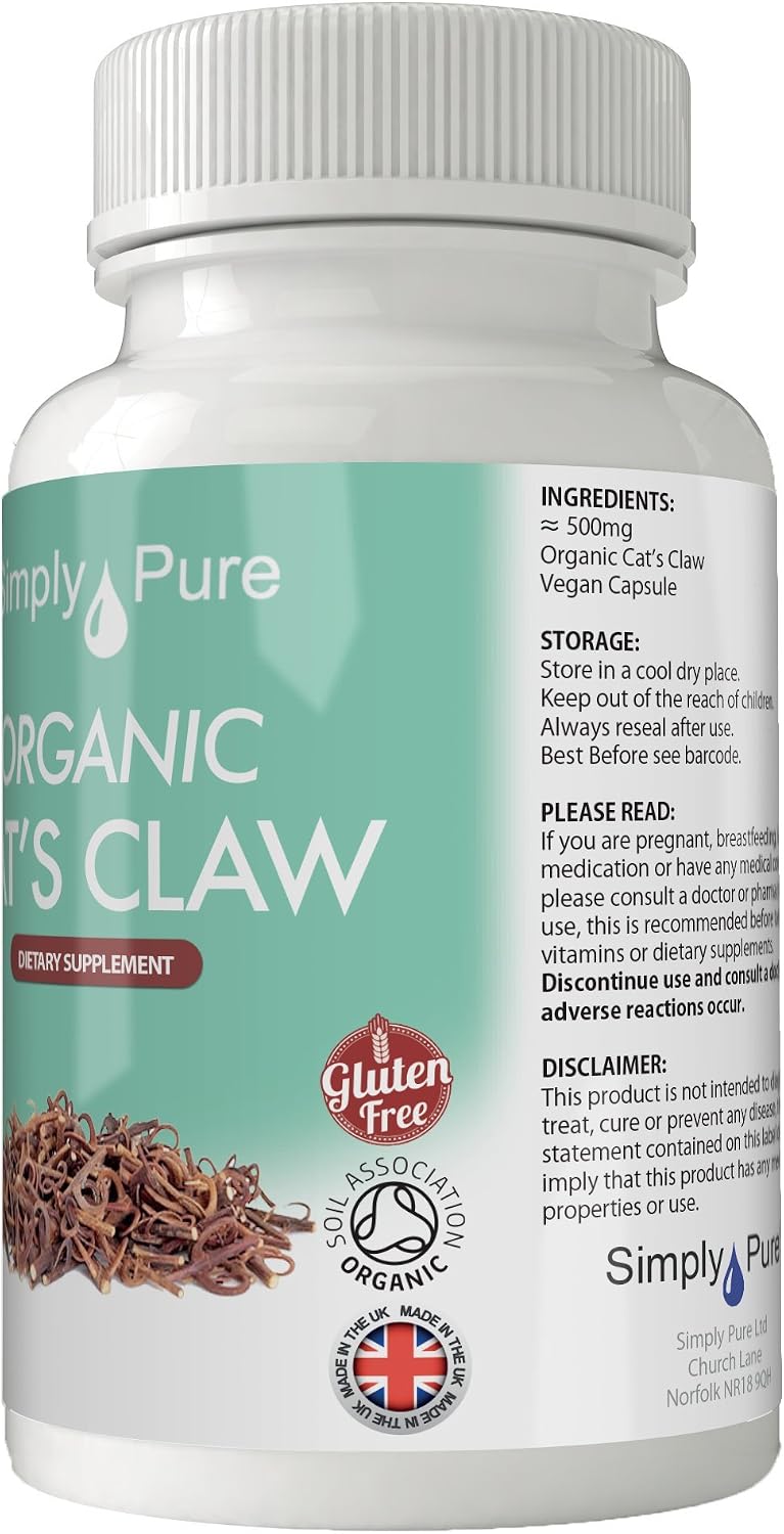 Simply Pure Organic Cat's Claw Capsules x 90, 500mg, 100% Natural Soil Association Certified, Gluten Free, GM Free and Vegan. - Image 5