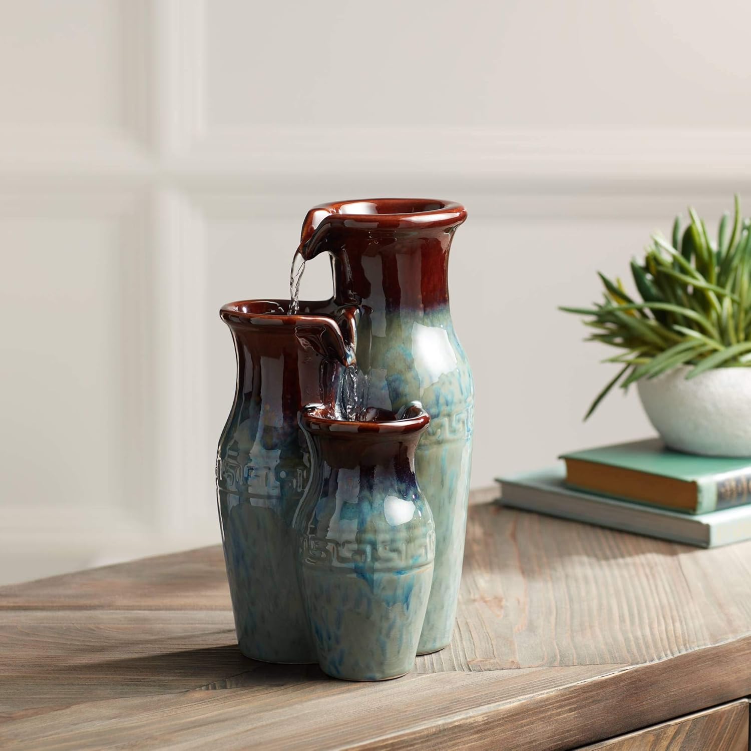 John Timberland Mediterranean Jar Zen Indoor Table-Top Water Fountain 11 1/2" High Cascading for Table Desk Office Home Bedroom: Home & Kitchen