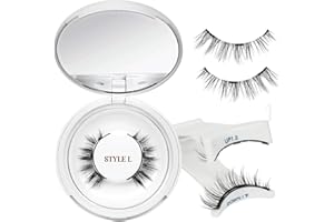 Magnetic False Eyelashes with Applicator, Reusable Lash Set with Round Case, Soft Wispy Lashes for Daily Makeup, Natural Glam