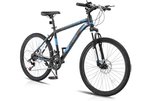 Ktaxon Mountain Bike 24/26/27.5 Inch Men & Women Mountain Bike with 21-Speed Adult Bikes, Double Disc Brake, Suspension Fork and High Carbon Steel Frame