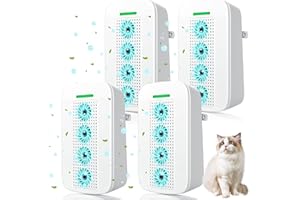 REPBLER Air Ionizers for Home (4 Pack), 99% Odor Eliminator for Pet Odors, Negative Ion Plug in Air Purifiers Ionizer for Home, Bedroom for Bedroom, Kitchen, Office - Dust, Smoke Smell (Grey)
