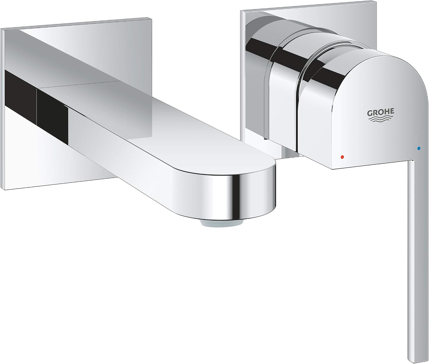 GROHE Plus 2-Hole Basin Mixer, Wall-Mounted, M-Size Water-Saving Tap in Chrome Finish 29303003, Projection: 147 Mm, 2-Loch Batterie