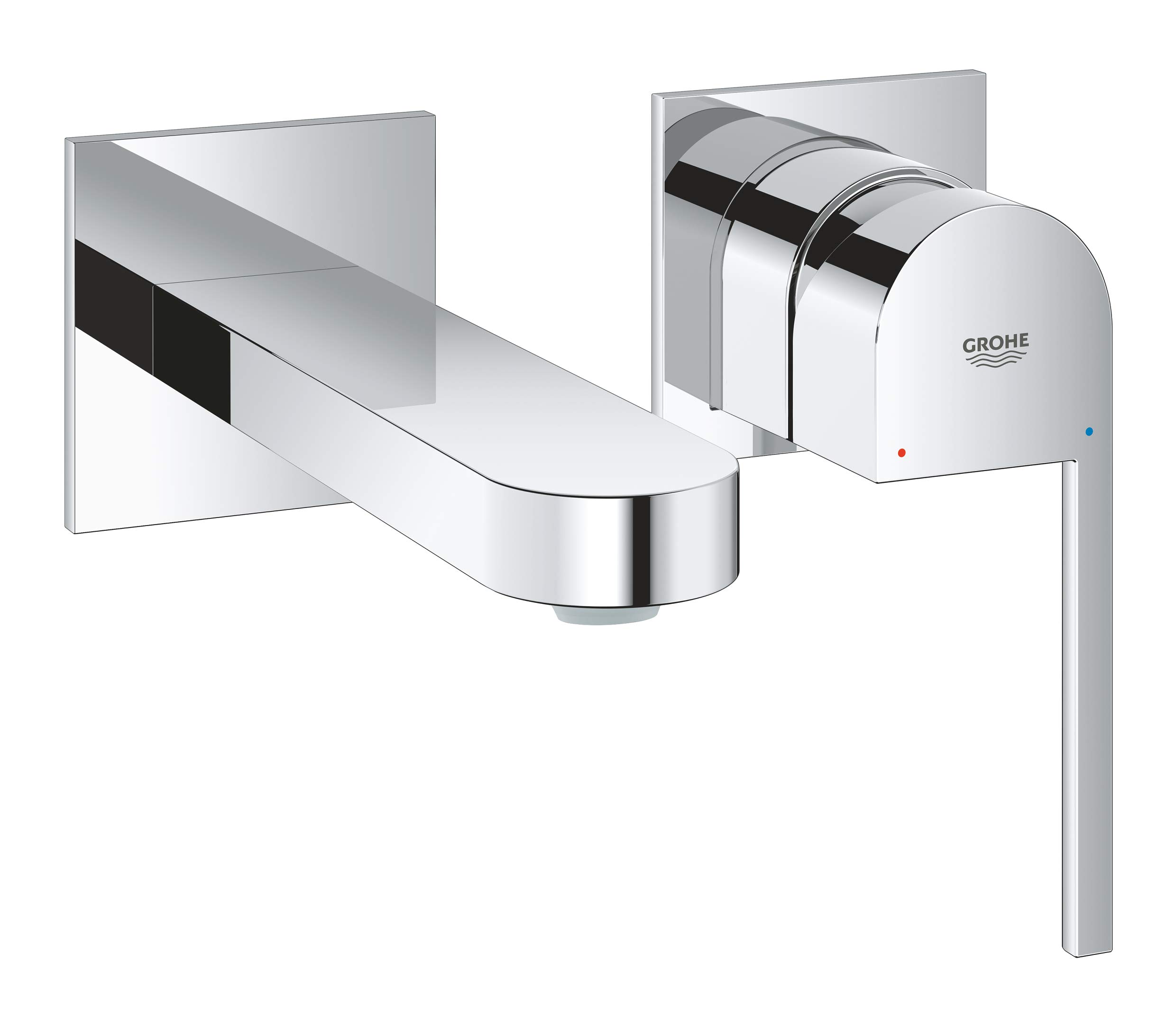 GROHE Plus 2-Hole Basin Mixer, Wall-Mounted, M-Size Water-Saving Tap in Chrome Finish 29303003