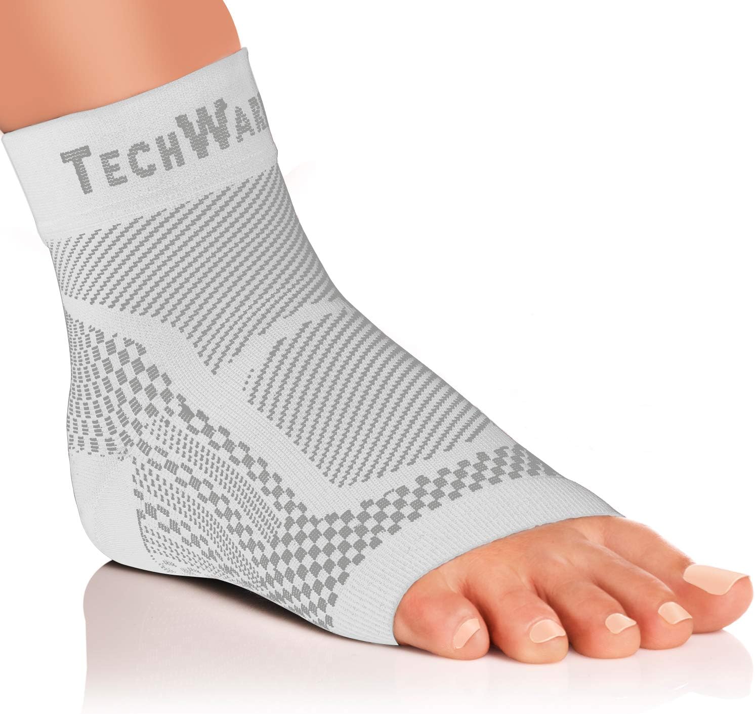 TechWare Pro Ankle Brace Compression Sleeve - Relieves Achilles Tendonitis, Joint Pain. Plantar Fasciitis Sock with Foot Arch Support Reduces Swelling & Heel Spur Pain. Injury Recovery for Sports : Sports & Outdoors